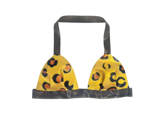 leopard latex halter bikini top - Lottielatex